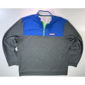 Vineyard Vines Shep Mesh Quarter Zip Pullover‎ XL Blue Gray Performance Yoke